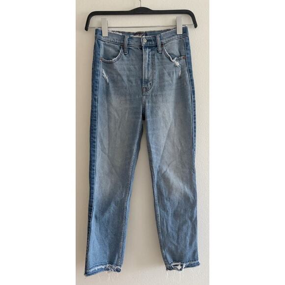 Abercrombie & Fitch Zoe Natural Rise Ankle Straight Size 28 Distressed Hem Jeans - Picture 1 of 10